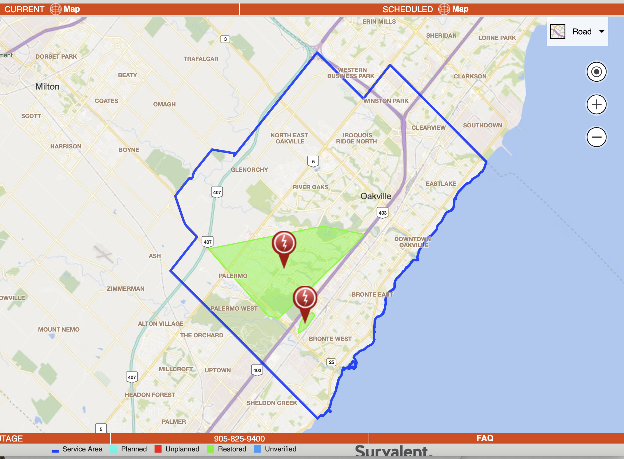 Oakville Hydro outage map | Oakville Hydro